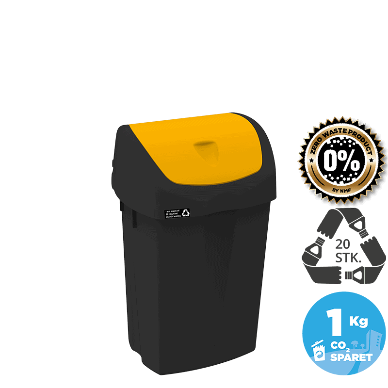15 liters bæredygtig affaldsbeholder, gult låg