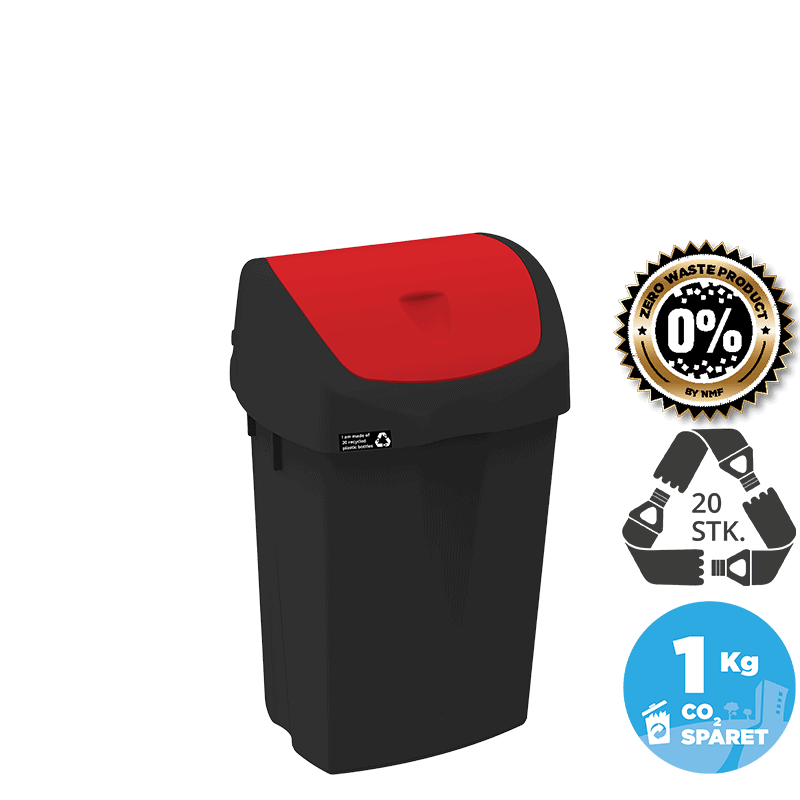 15 liters bæredygtig affaldsbeholder, rødt låg