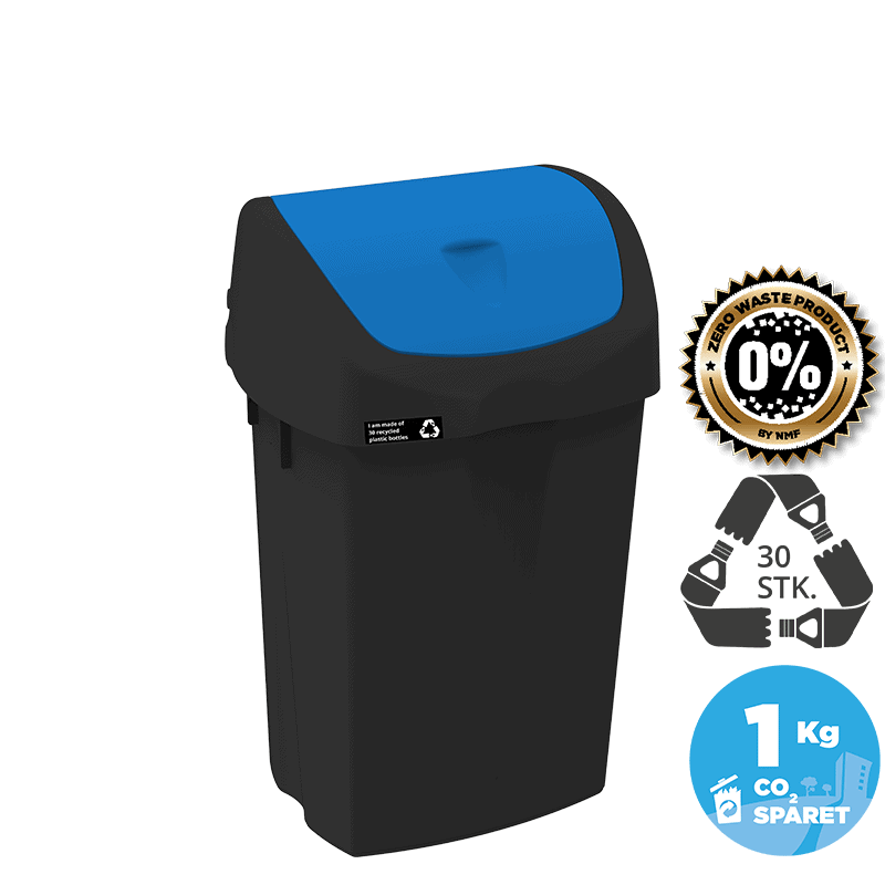 25 liters bæredygtig affaldsbeholder, blåt låg