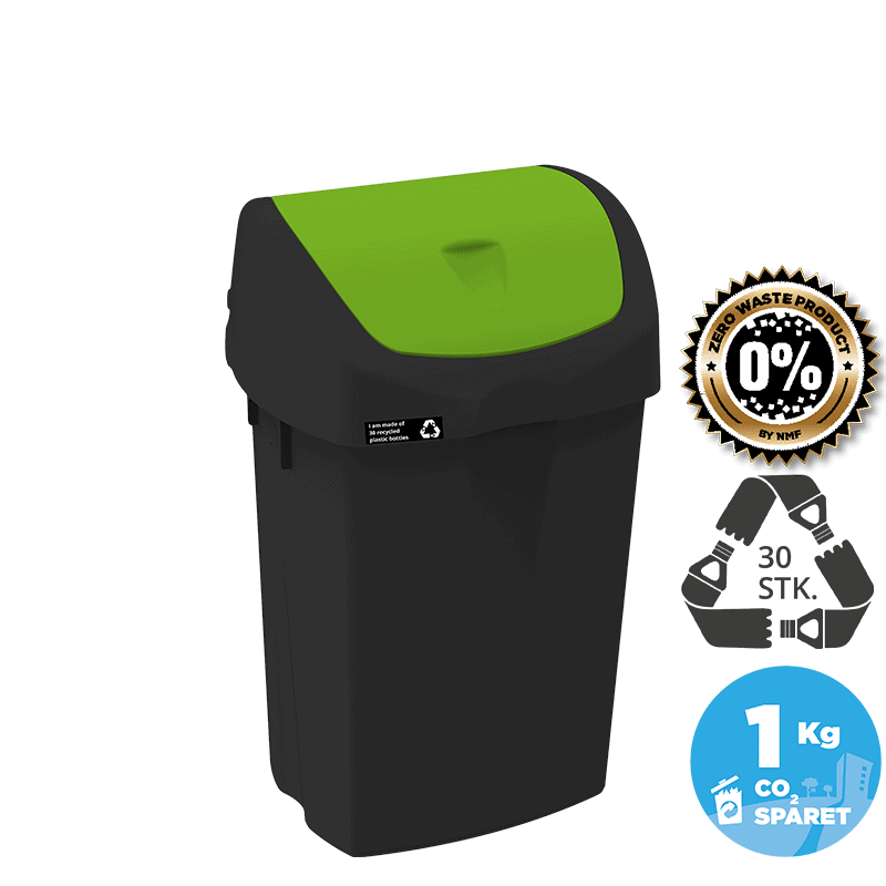 25 liters bæredygtig affaldsbeholder, grønt låg