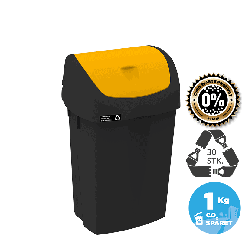 25 liters bæredygtig affaldsbeholder, gult låg