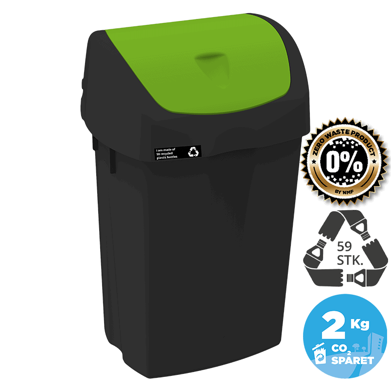50 liters bæredygtig affaldsbeholder, grønt låg